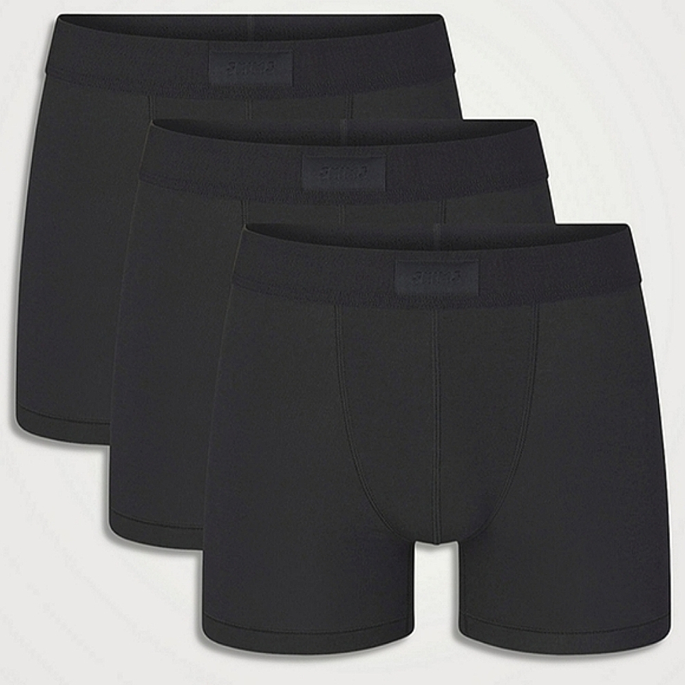SKIMS 3 Pack - 3" Inseam Black Cotton Boxers